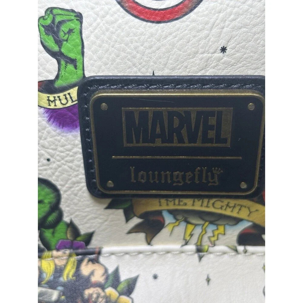 LOUNGEFLY Marvel Avengers Flash Tattoo Comic Mini Backpack Capt America Iron Man